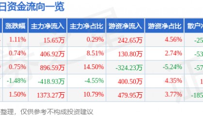 股票行情快报：恒星科技（002132）2月6日主力资金净买入15.65万元