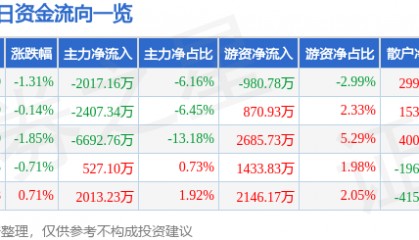 股票行情快报：远光软件（002063）3月19日主力资金净卖出2017.16万元