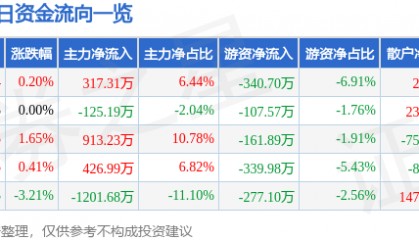 股票行情快报：日上集团（002593）6月6日主力资金净买入317.31万元